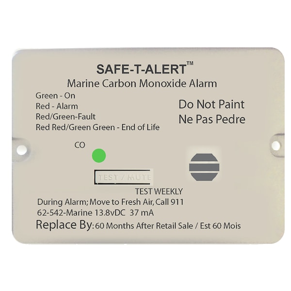 Safe-T-Alert Carbon Monoxide Alarm w/Relay-12V-62-542-Marine-RLY-NC-Flush Mnt-White 62-542-MARINE-RLY-NC - main